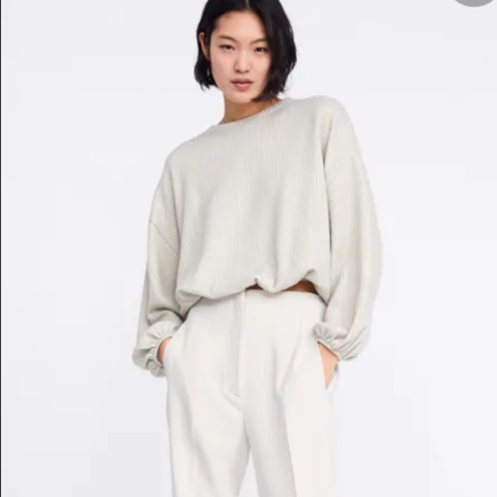 Zara Ribbed Cropped Pullover Top